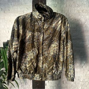 EVR Rousso Apparel Group Vintage “Safari Print” Cropped Funnel Neck Jacket Small